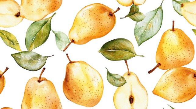 Seamless repetitive pattern background of fresh pear for fabric design