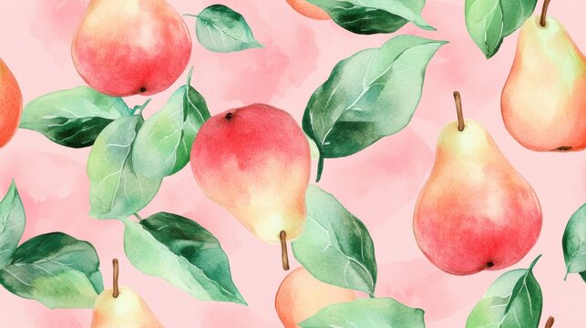 Seamless repetitive pattern background of fresh pear for fabric design
