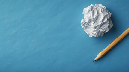 crumpled paper and pencil