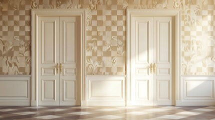 Double doors on a wall in a formal setting