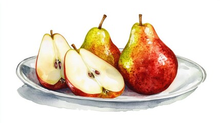 Fresh pear fruit isolated over white background