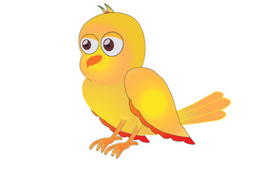 Cartoon Yellow Bird with Big Eyes