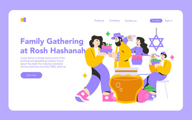 Rosh Hashanah. Flat Vector Illustration