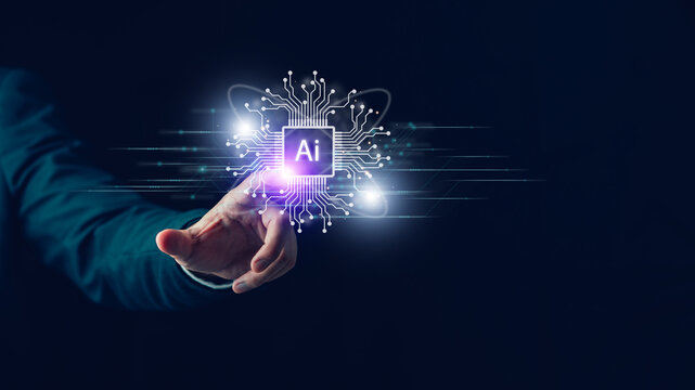 Businessman hand touch virtual screen To connect AI artificial intelligence technology