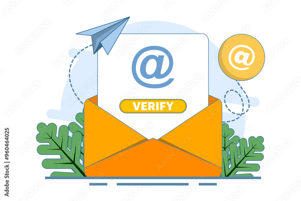 Poster email verification concept. receiving incoming email. sending and receiving verification email. can 