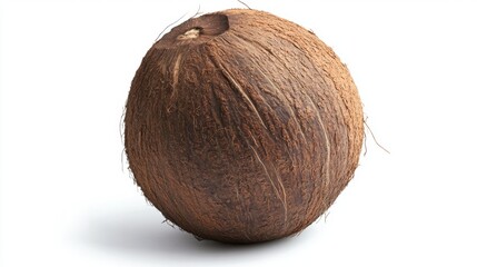 Coconut fruit closeup view isolated over white background