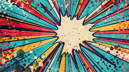 Wallpaper with blue shades comic radial lines and vibrant halftone textures