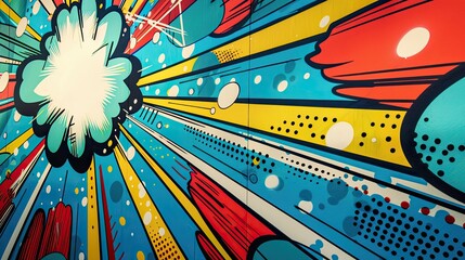 Dynamic blue wallpaper with comic radial lines patterns and dotted textures