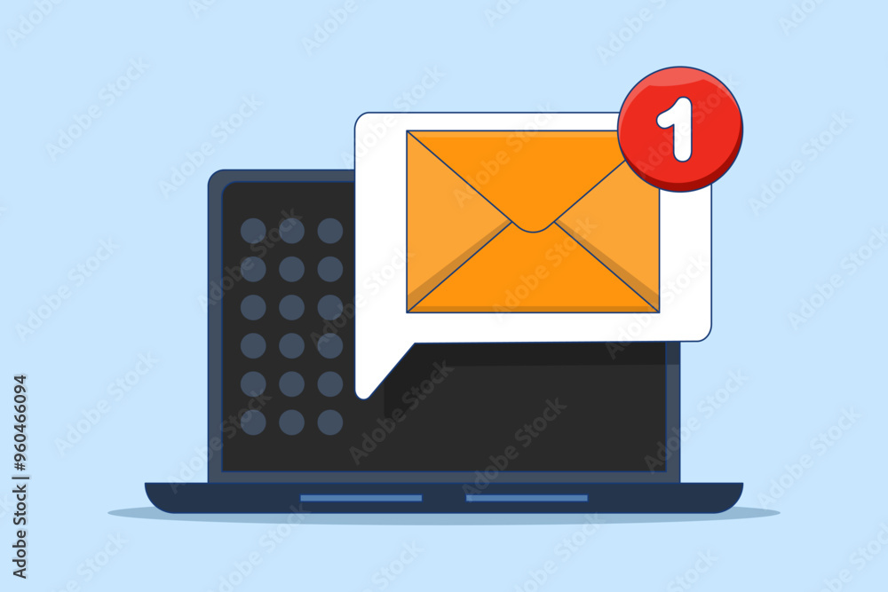 Poster unread email notification concept. new message on device screen. online chat. email message inbox no
