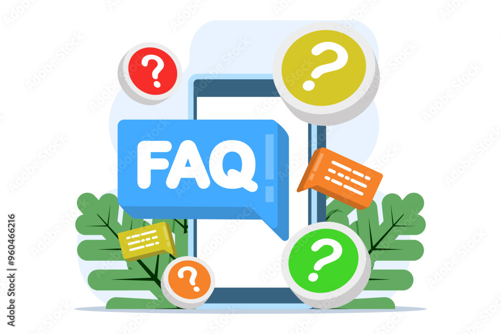 Poster frequently asked questions concept, business faq, frequently asked questions about exclamation mark 