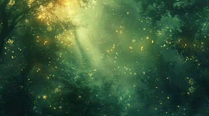 Magical atmosphere with glowing shapes and soft-focus effects in a forest backdrop