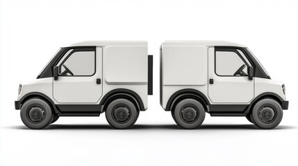 Fototapeta premium Electric utility vehicles on white bcakground