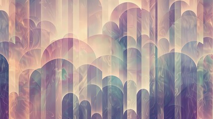 Abstract bronze geometric designs over a gradient purple and teal wallpaper