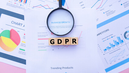 Wooden cubes with the word GDPR, abbreviation for General Data Protection Regulation . Business...