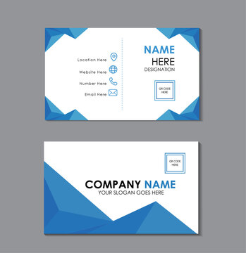 Double sided corporate business card, modern blue theme  