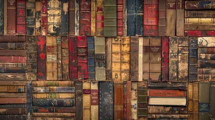 Vintage wallpaper showcasing old book spines in a cozy scholarly theme