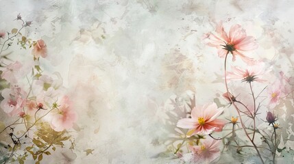 Pastel watercolor wash with faint floral sketches on a soft vintage backdrop