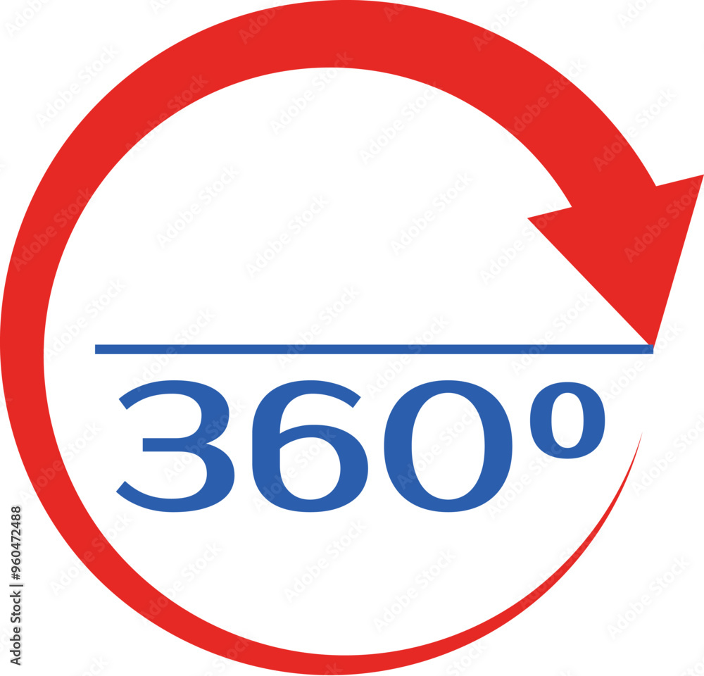 Poster red arrow is making a full circle 360 degrees rotation