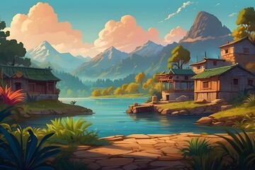 Obraz premium Illustration Cartoon backgrounds For Animation