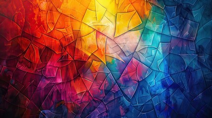 Cubist background with vibrant colors and bold lines textured with soft lighting