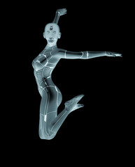 gynoid girl doing a cheerleader pose