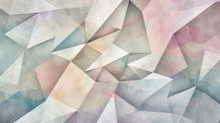 Muted pastel shapes overlap in this geometric Cubist wallpaper featuring light and texture