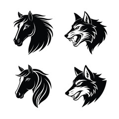black and white horse vector 