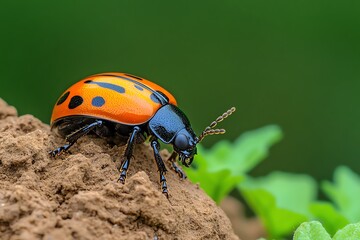 Fototapeta premium Beetles, beneath a stone, hidden in shadows find refuge from predators and the elements