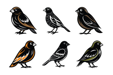 set of birds isolated vector illustration 