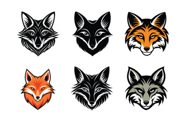 red fox set vector illustration 