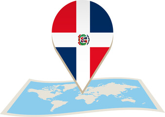 Dominican Republic flag on World map