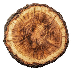 Wooden log slice with natural patterns, cut out - stock png.