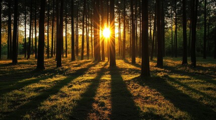 Golden Sunset in the Forest