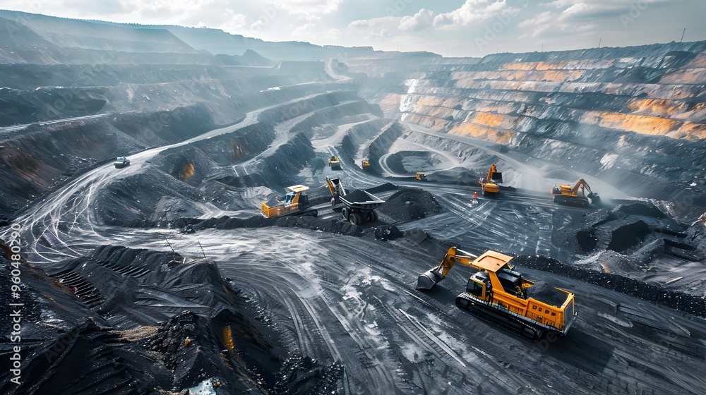 Aufkleber large scale mining extracting resources from rugged landscape