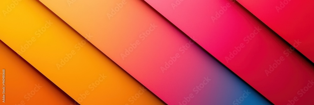 Sticker Colorful layers of warm orange and bold pink are arranged diagonally, creating an abstract and visually appealing background perfect for digital use