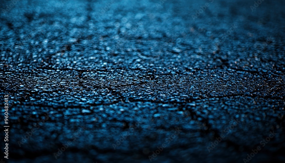 Poster close-up of wet asphalt with shallow depth of field