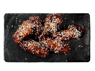 Delicious Sesame-Glazed Chicken Wings on Rustic Slate Plate