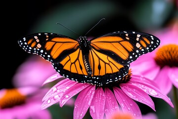 Butterflies on coneflowers, sipping nectar, vibrant wings add a splash of color to wildflower meadows