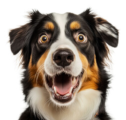 Happy dog displaying joy with wide-open eyes, cut out - stock png.