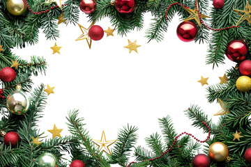 Festive Christmas wreath decorations frame