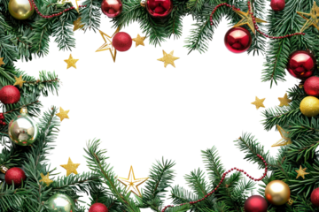 Festive Christmas wreath decorations frame