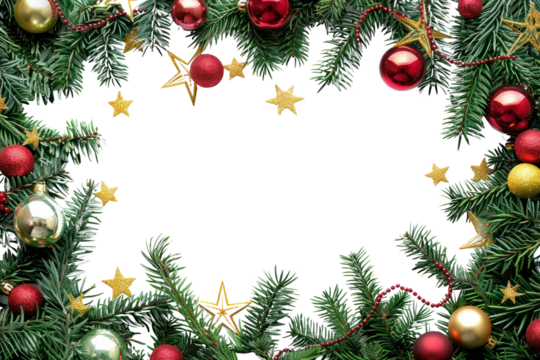 Festive Christmas wreath decorations frame - Powered by Adobe