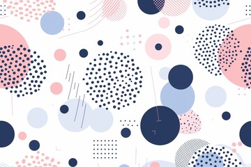 Abstract geometric pattern with dots and circles in pastel pink