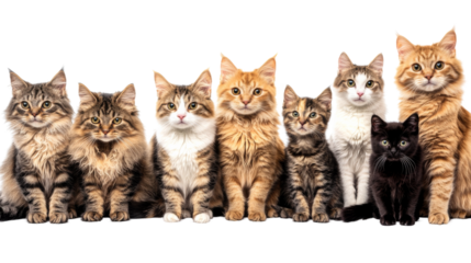 Adorable Group of Cats Sitting Together.