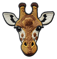 Obraz premium Embroidered giraffe head design for crafts, cut out - stock png.