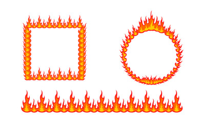 circle and square fire set vector illustration isolated on white background.