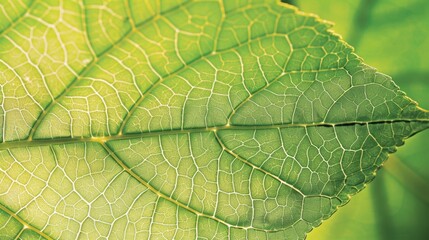 Obraz premium Vibrant Green Leaf with Intricate Lattice Structure