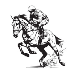 Fototapeta premium Jockey Riding Race Horse Stock Image Vector isolated on white background.