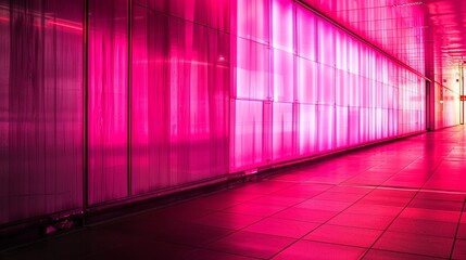 Vibrant Neon Pink Corridor with Electric Light Glow