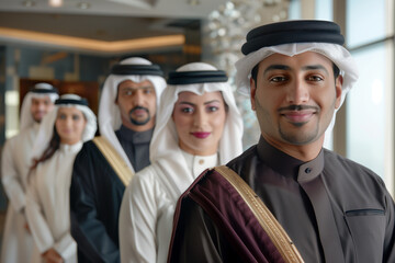 Fototapeta premium Photography of Qatar team of professional workers in a modern hotel
